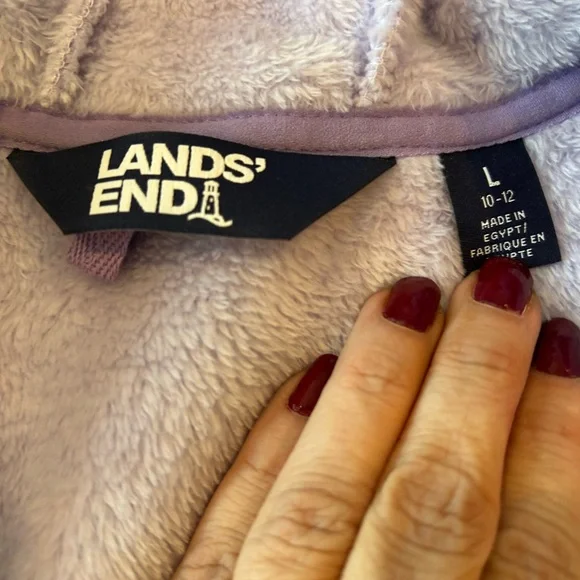 Lands' End Light Purple Kids Fleece Hoodie - Picture 5 of 5
